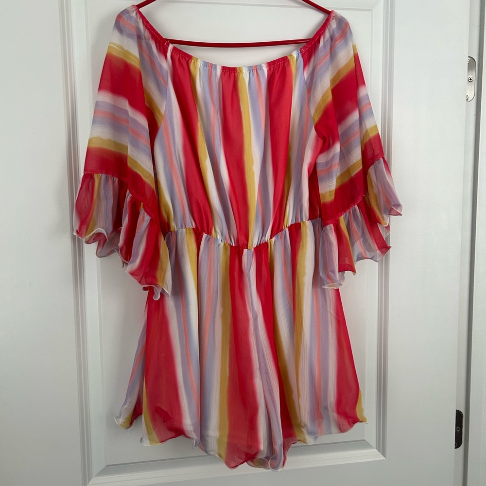 Colorful Striped Off-Shoulder Dress